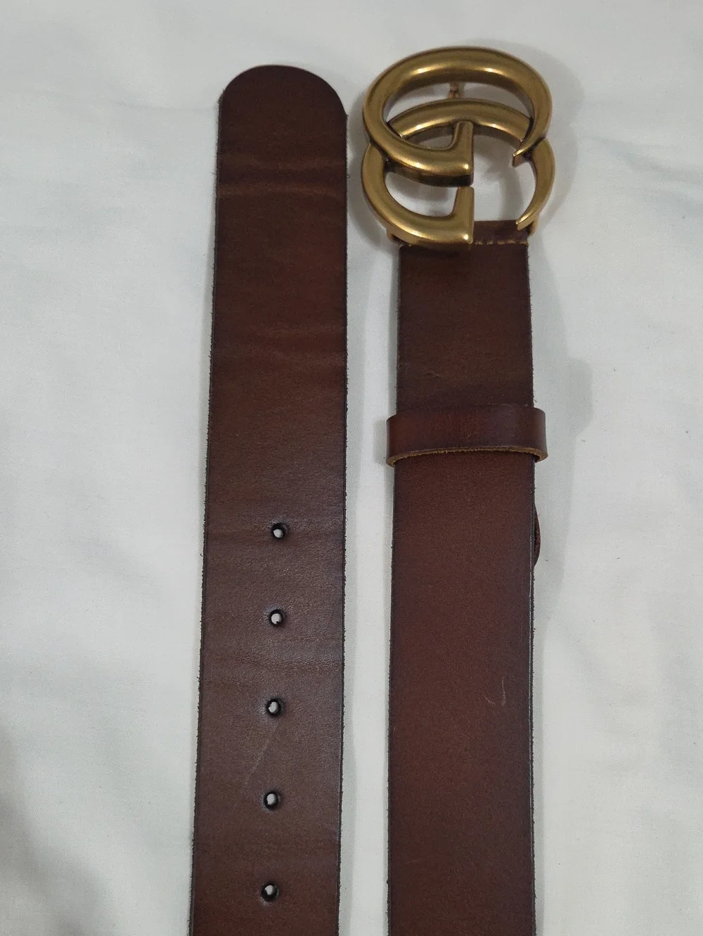 Gucci Brown Leather Belt with Gold Double G Buckle